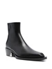 Black Cuban-Heel Leather Ankle Boots