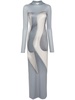 stiletto-print hooded maxi dress