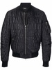 QUILTED LOGO Black Zip Up Bomber "Black"