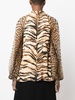 animal-print puff-sleeve blouse