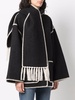 Scarf-overlay contrast-trim relaxed-fit wool-blend jacket