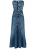 bandeau-style denim dress