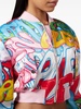 graffiti-logo cropped satin bomber jacket