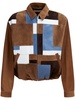 patchwork-design leather jacket