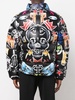 Skull and Plein print puffer jacket