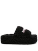 Women's Furry Platform Sandal in Black