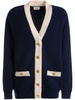 two-tone V-neck wool cardigan