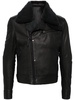 shearling-collar leather jacket