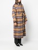 plaid-check print belted coat