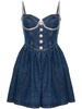 Self Portrait Diamante Denim Flared Dress