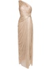 Jolene pleated one-shoulder gown