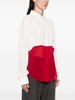 White And Red Panelled Silk Shirt