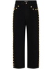 wide-leg jeans with stud embelishment