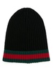 Gucci Men's Black Wool Hat with Web Detail