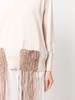 fringe-detail long-sleeve  knitted top