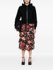 floral-print ruched midi skirt