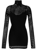 long-sleeved mesh short dress