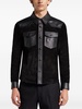 leather trim suede shirt