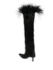 Viola feather-trim satin boots