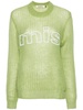 Lime Green Logo Print Semi-Sheer Jumper