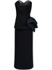 Black Decortiqué Wool Midi Dress