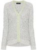 contrasting-trim open-knit cardigan