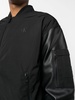 faux leather-sleeve bomber jacket