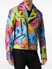 smiley-print leather biker jacket