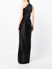 gathered-detail one-shoulder silk gown