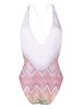 V-neck zigzag-print swimsuit