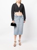 thong-strap denim midi skirt