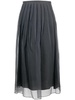 pleated chiffon midi skirt