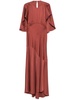 cape-insert round-neck maxi dress