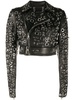 eyelet embellished leather jacket