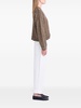 tapered-leg cotton-linen blend trousers