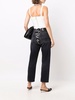 high-waisted lace-up back cropped jeans