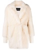 single-breasted faux-fur coat