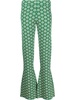 graphic-pattern flared trousers