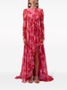 floral-print silk-georgette gown