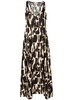 brown abstract-print silk dress