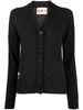 V-neck logo-patch cardigan