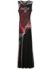 soccer-print mesh maxi dress