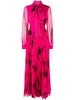 floral-print chiffon gown