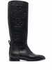 embossed-logo knee-high boots 