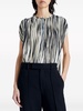 striped pleated chiffon blouse