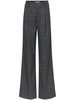 plaid wide-leg tailored trousers