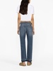 Blue Panelled Straight-Leg Jeans