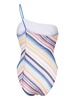 striped open-knit swimsuit