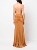 plunging V-neck draped gown