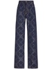 floral-jacquard straight-leg jeans